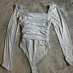 Elegant Silver Long Sleeve Bodysuit